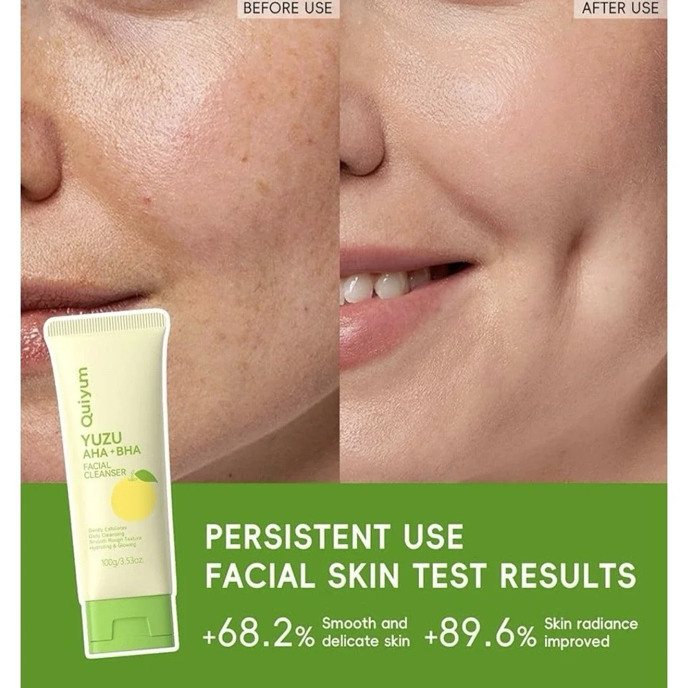 New Quiyum Yuzu AHA BHA Facial‎ Cleanser 100g 3.53oz Exfoliating Hydrating Wash